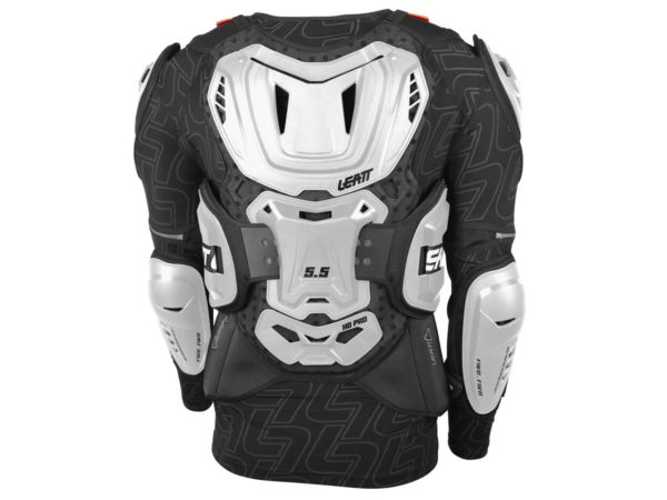 dos gilet de protection avec manches leatt body protector 5.5 blanc